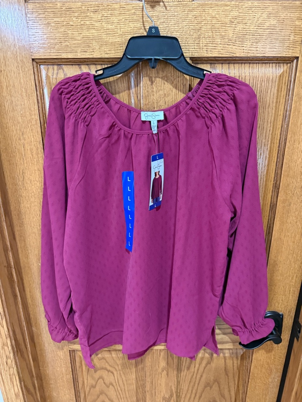 Jessica Simpson Raspberry Smocked-Yoke Blouse